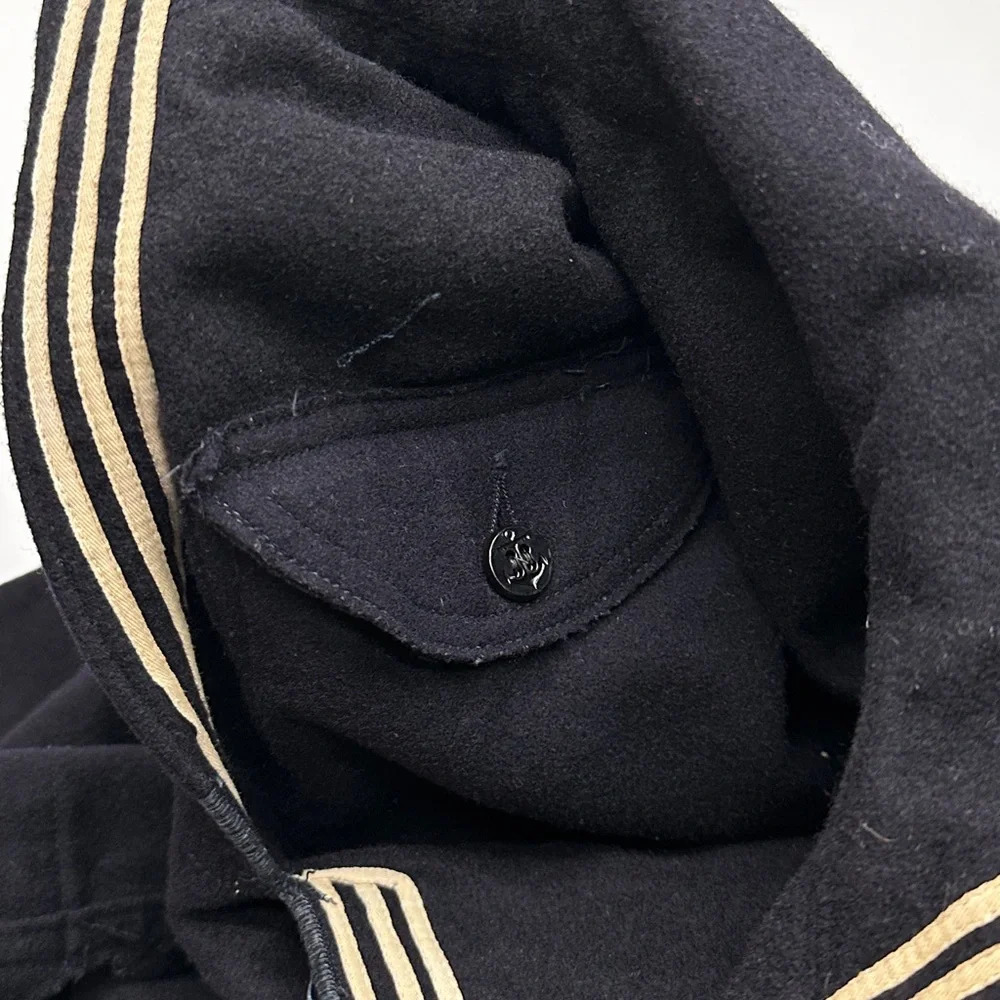 Vintage possibly WWll Navy Blue wool undress jumper Sailor size small (B7)‎